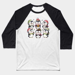 Festive Penguin Carolers Singing Christmas Cute Carols Baseball T-Shirt